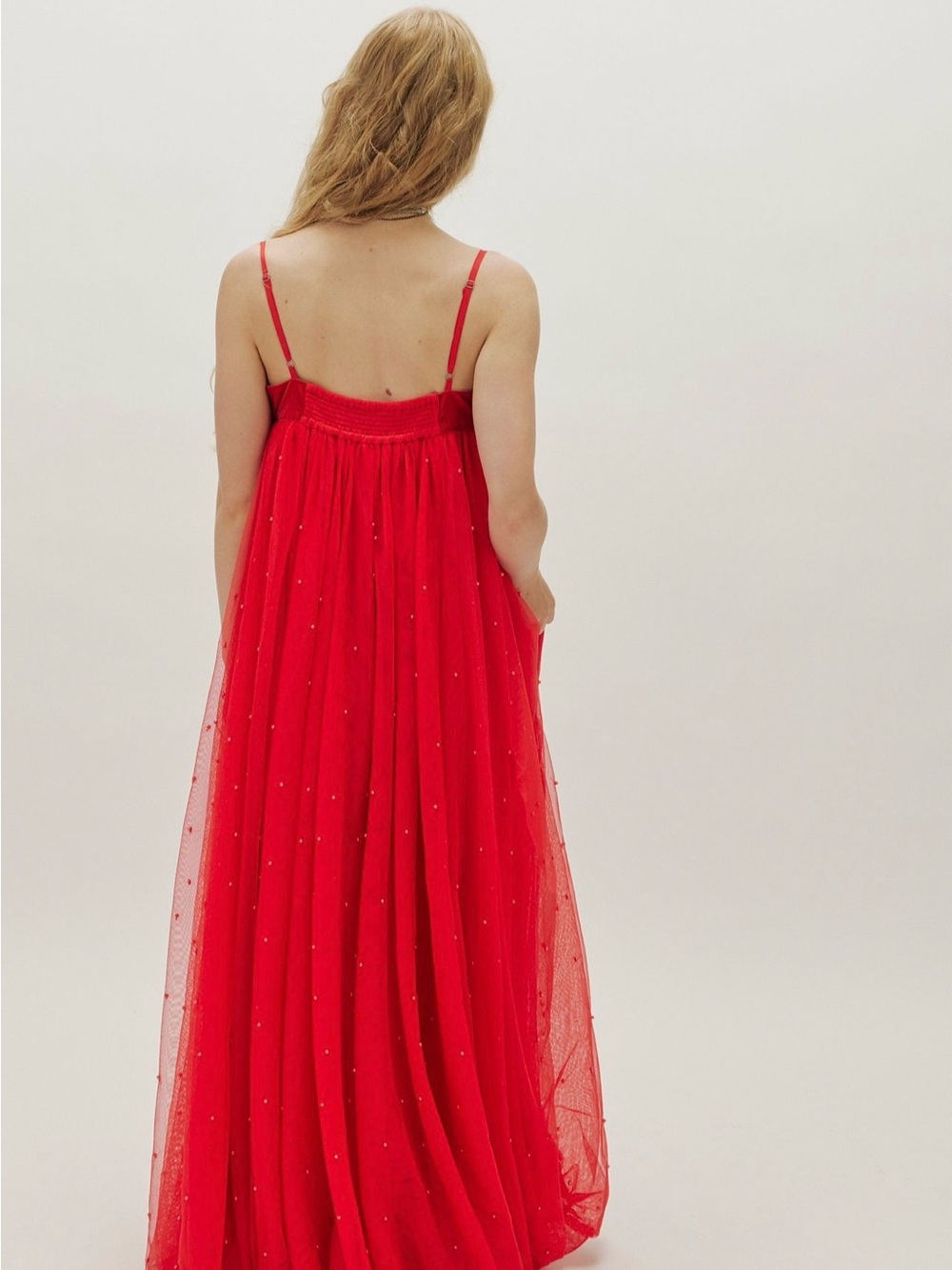 Free People Show Stopper Maxi Dress Red Embellished Mesh – Size Small - Picture 3 of 11